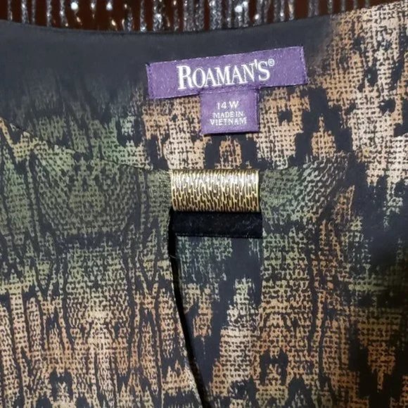 Roaman"s Safari Green Multi Jungle Shift Dress - Picture 3 of 8